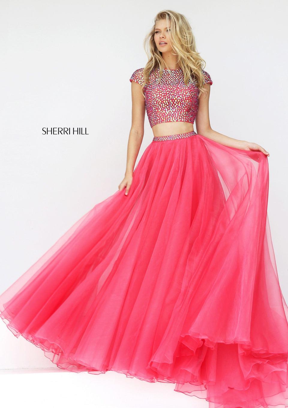 sherri hill Two piece beaded bodice with organza skirt