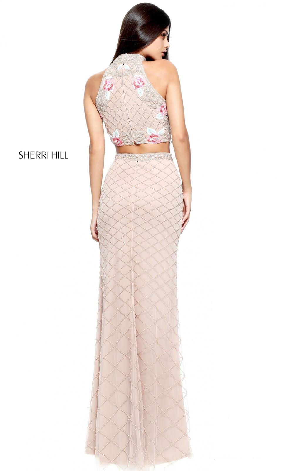 Sherri Hill Two-piece Fitted Gown With A Cross Stitch Embroidered Bodice