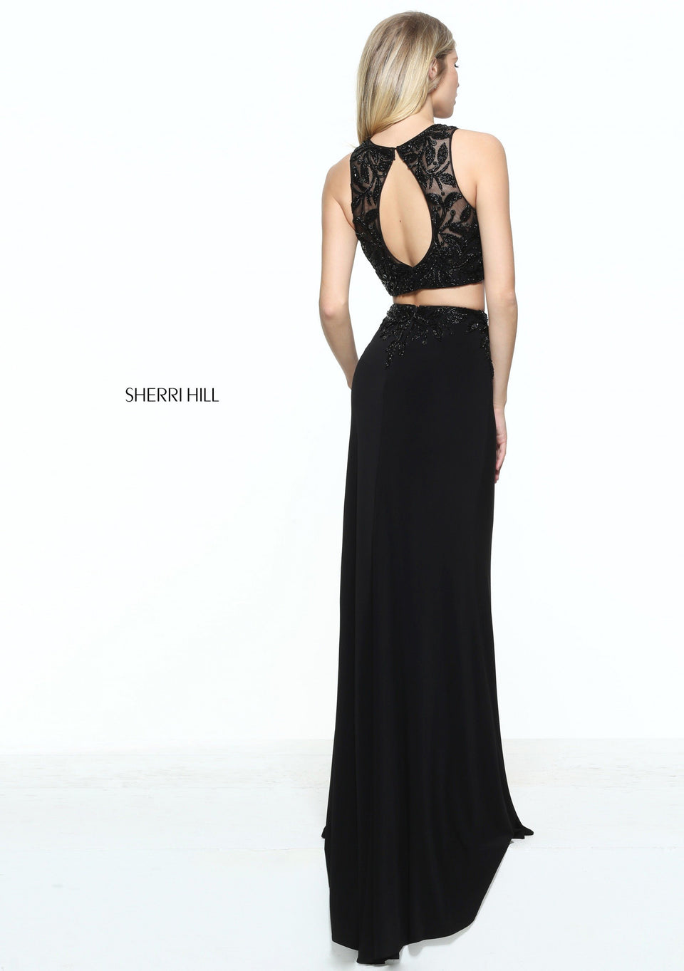 Sherri Hill Two-piece Jersey With A Beaded Bodice And Waist Band