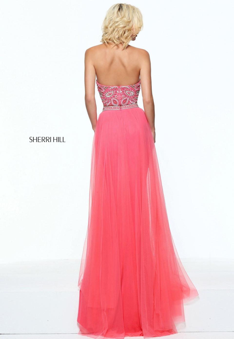 Sherri Hill Two Piece Jersey With A Paisley Beaded Bodice And A Tulle Over Skirt