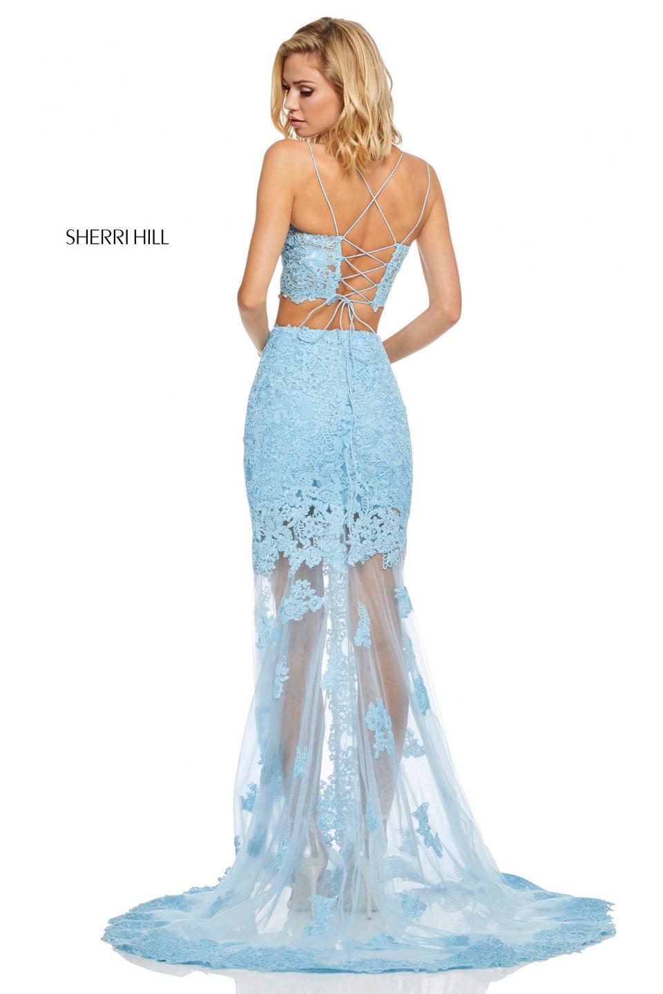Sherri Hill Two-piece Lace High-low With Lace Up Back Bodice