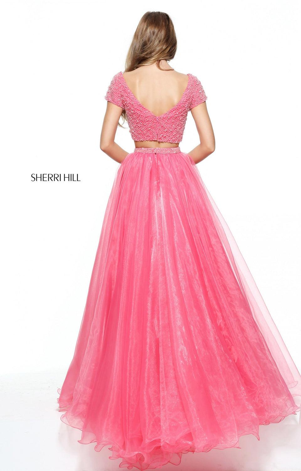 Sherri Hill Two Piece Organza Ball Gown With A Cap Sleeve Crystal Beaded Bodice