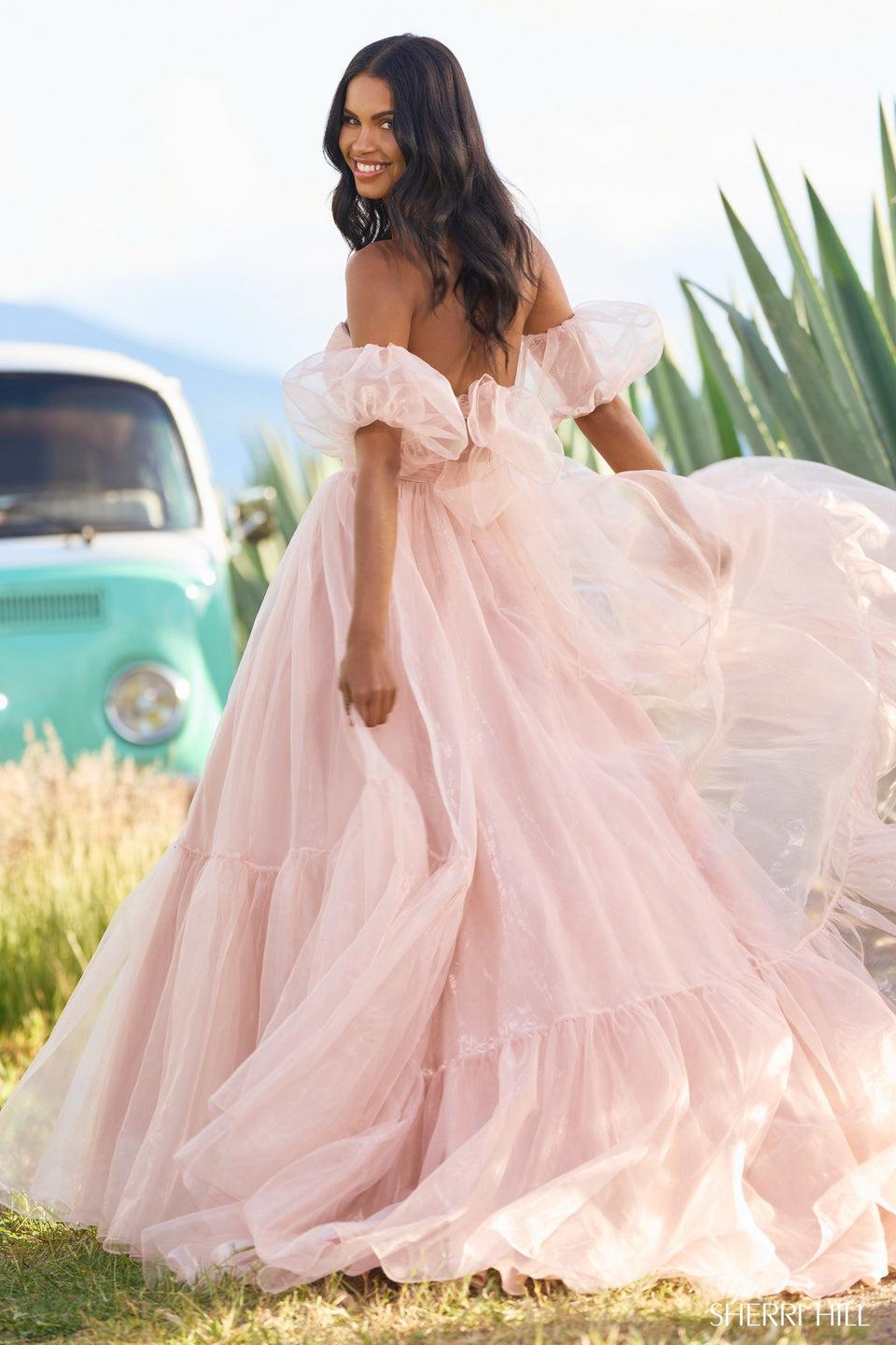 Sherri Hill Two-piece Organza Ball Gown With Removable Ballon Sleeves