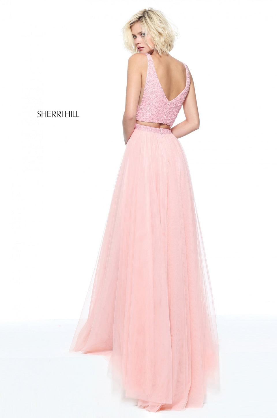 Sherri Hill Two-piece Tulle A-line Gown With A V-neck Crystal Beaded Bodice
