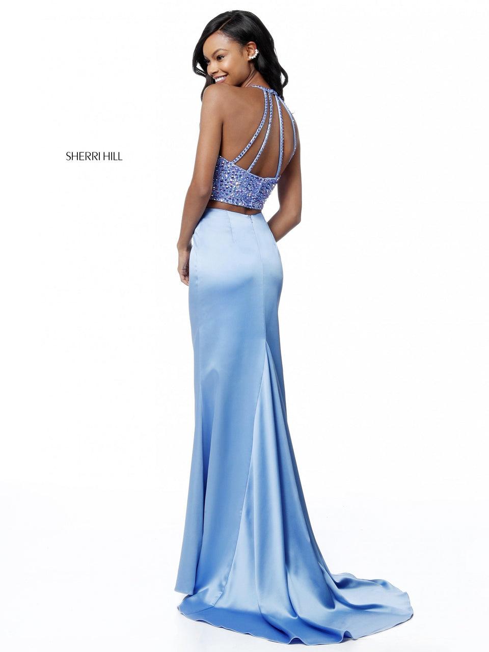 Sherri Hill Two Piece With Beaded Bodice And Fitted Satin Skirt