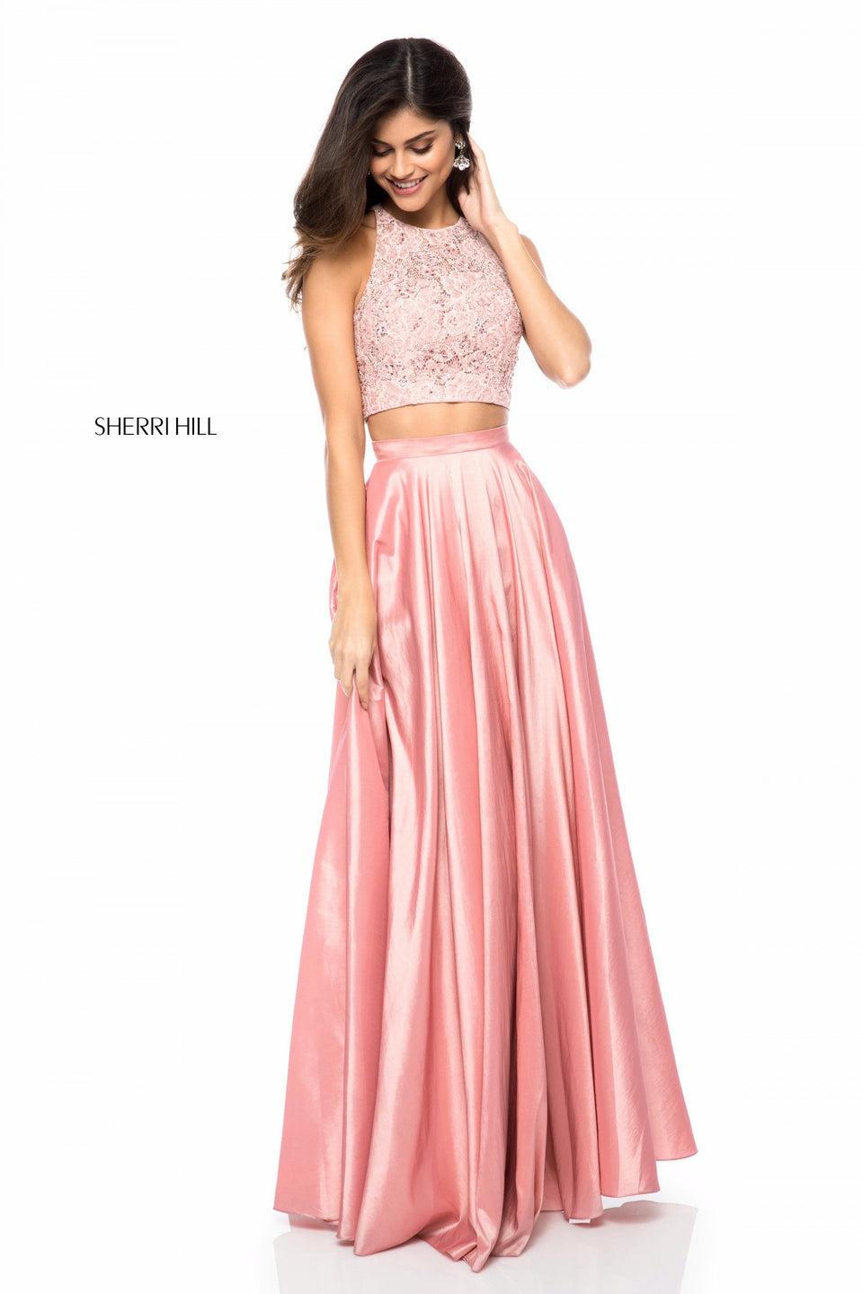 Sherri Hill Two Piece With Lace Appliqued Bodice And Taffeta A-line Skirt