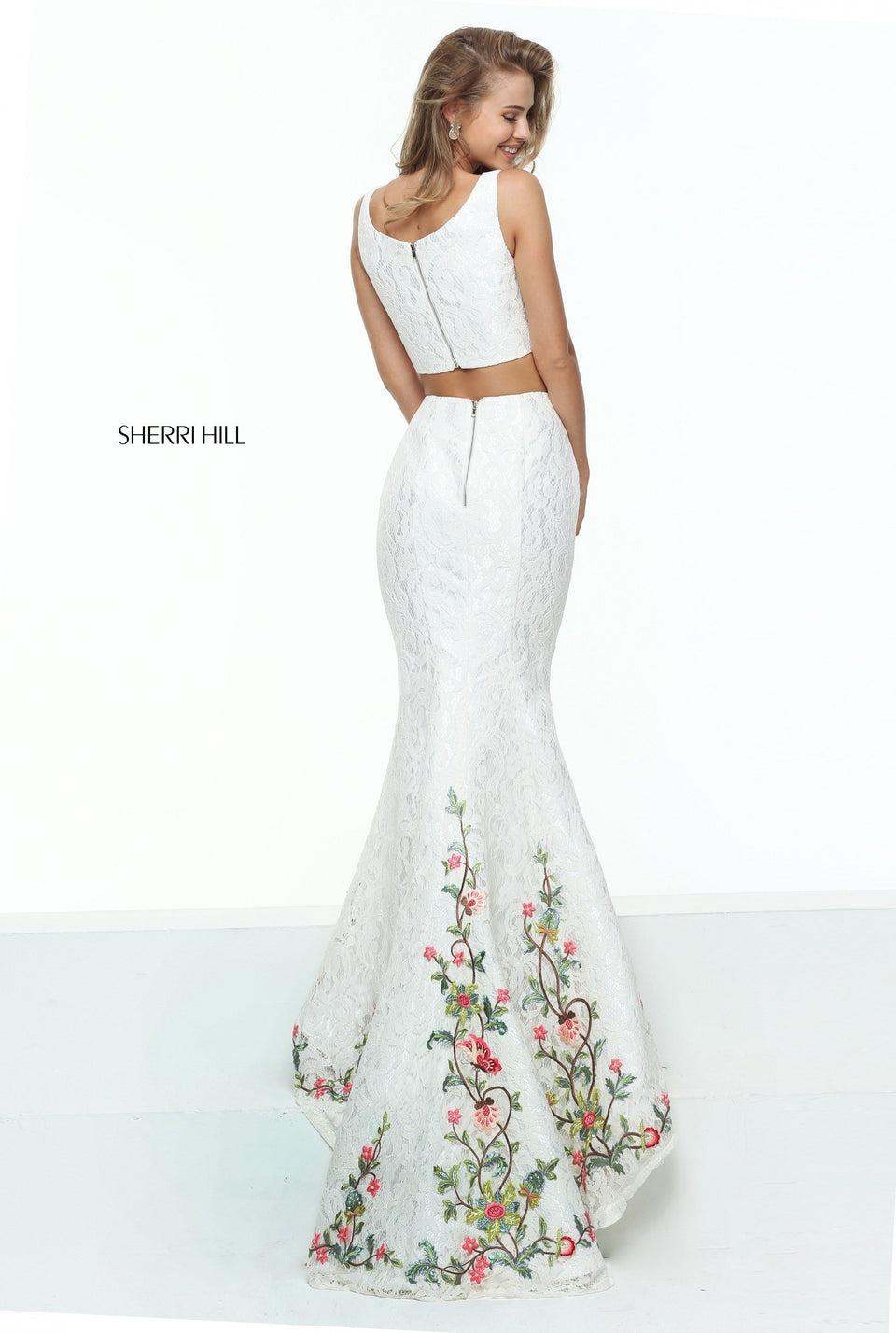 Sherri Hill V-neck Two Piece Lace Embroidered Mermaid